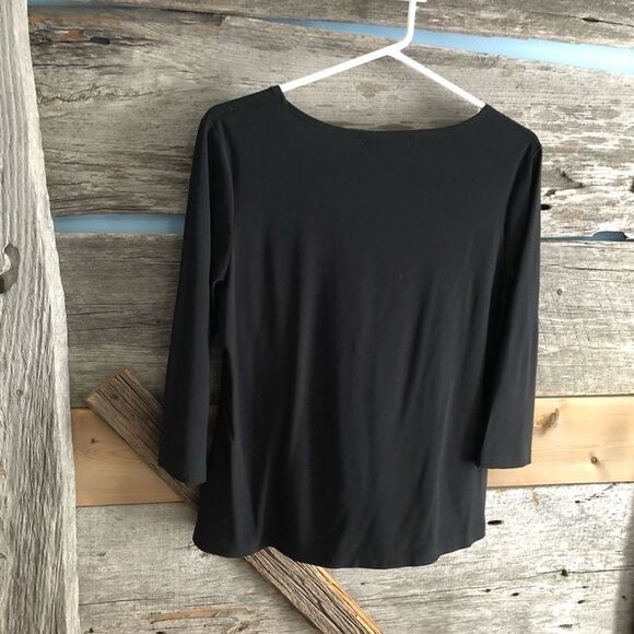 CREATION Size Med Black 3/4 sleeve top - Picture 3 of 4